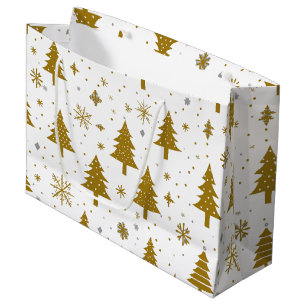 Minimal Neutral Christmas Holiday Tree Large Gift Bag