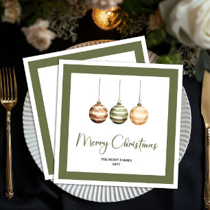 Minimal Neutral Christmas Tree Personalized Napkin