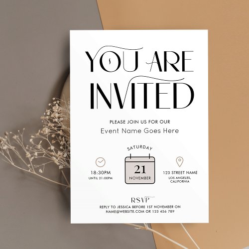 Minimal Neutral Colors Elegant Business Event Invitation