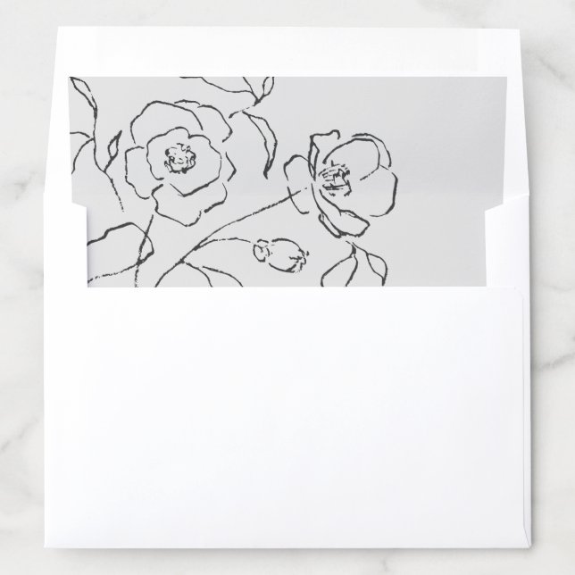Minimal Neutral Delicate Fine Art Floral Wedding Envelope Liner (In Envelope)