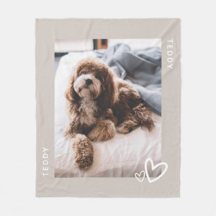 Minimal Neutral Gray Custom Pet Photo Fleece Blanket