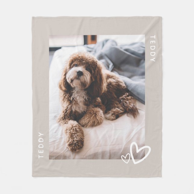 Minimal Neutral Gray Custom Pet Photo Fleece Blanket (Front)