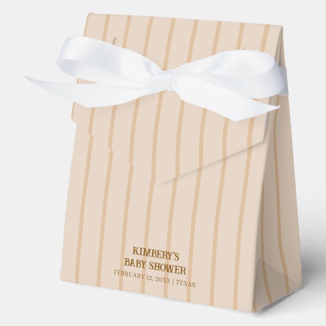 Minimal Neutral Rustic Stripe Cowgirl Baby Shower  Favor Boxes (Front)