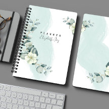 Minimal Neutral Sage Floral Customizable Planner