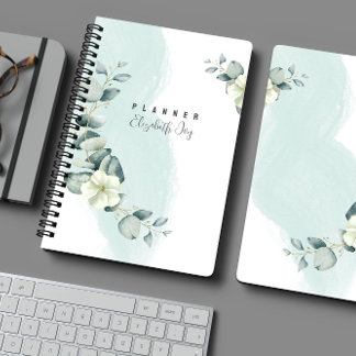 Minimal Neutral Sage Floral Customizable Planner