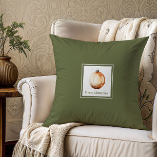 Minimal neutral tones family name Christmas gift  Throw Pillow