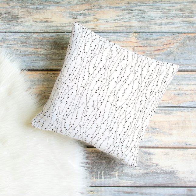 Minimal Neutral Vine Pattern  Throw Pillow (Creator Uploaded)