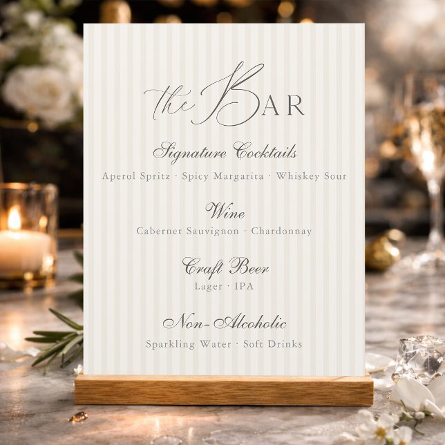 Minimal Neutral Wedding Bar Menu (Creator Uploaded)
