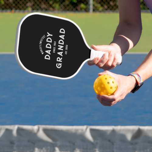 Minimal New Grandad Established Baby Announcement Pickleball Paddle