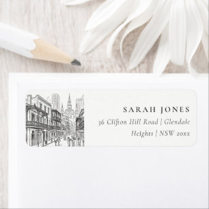 Minimal New Orleans Louisiana Sketch Address Label
