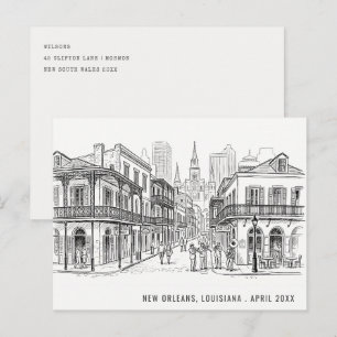 Minimal New Orleans Louisiana Sketch Travel Postcard