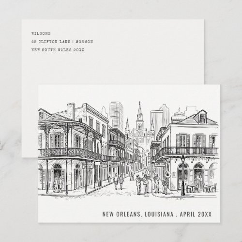 Minimal New Orleans Louisiana Sketch Travel Postcard