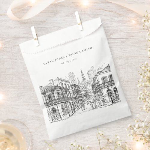 Minimal New Orleans Louisiana Sketch Wedding Favor Bag