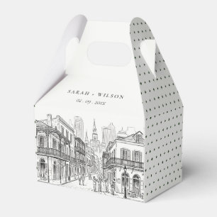 Minimal New Orleans Louisiana Sketch Wedding Favor Boxes