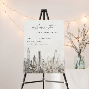 Minimal New York City Skyline Wedding Welcome Foam Board