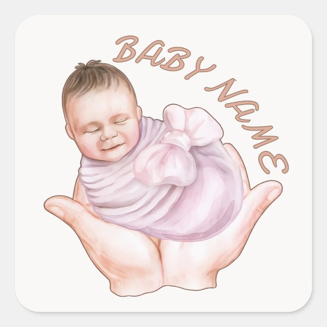Minimal Newborn Welcome Envelope Sticker Editable (Front)