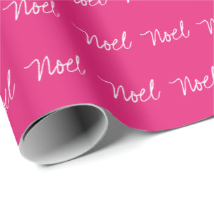 Minimal Noel typography magenta white Wrapping Paper