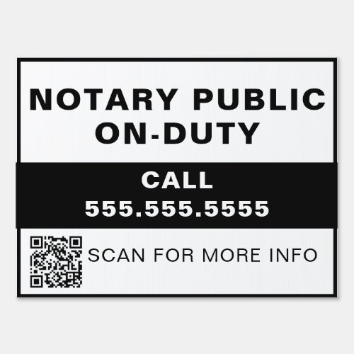 Minimal Notary Professional White QR Business Yard Sign