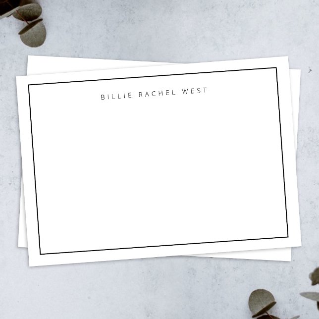 Minimal Note Card | Simple Border White Notecards (Minimalist horizontal note card by Guava - sleek, simple, and customizable)