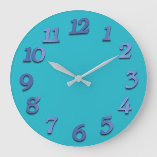 Minimal Numbers Cobalt Indigo Blue Ocean Large Clock