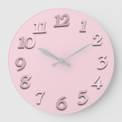 Minimal Numbers Gray Grey Blush Pastel F Large Clock