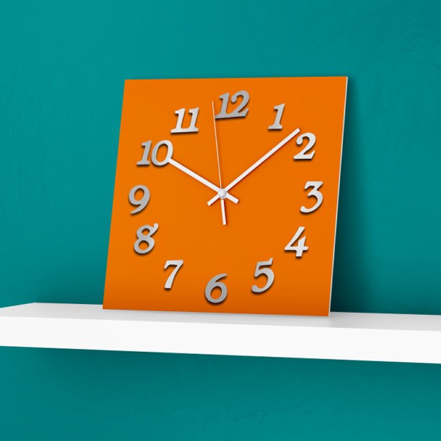 Minimal Numbers Gray Grey Orange Elegant Peach Large Clock (Creator Uploaded)