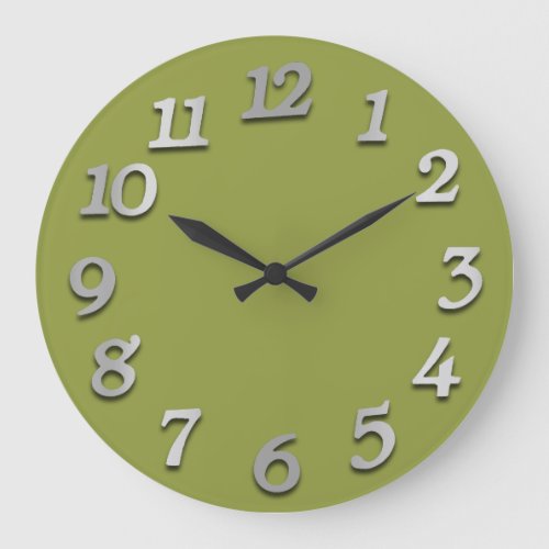 Minimal Numbers Gray Silver Grey Mint Green 3d Large Clock