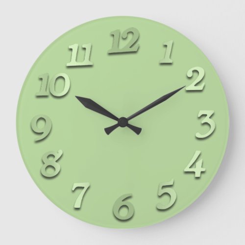 Minimal Numbers Gray Silver Grey Mint Green Peas Large Clock