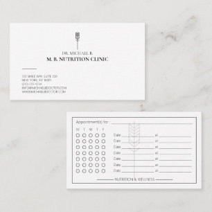 Minimal Nutritionist Dietitian Wheat Wellness Logo Appointment Card