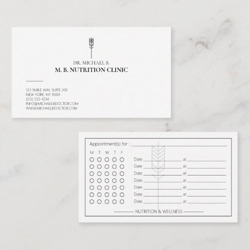 Minimal Nutritionist Dietitian Wheat Wellness Logo Appointment Card