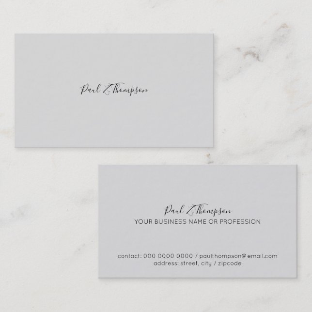minimal of the minimalist elegant pale gray business card (Front/Back)