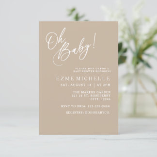 Minimal Oh Baby, neutral baby shower invitation