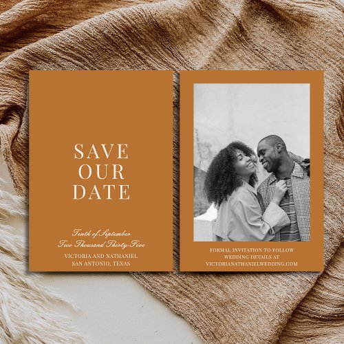 Minimal Old Money Copper Light Brown Photo Wedding