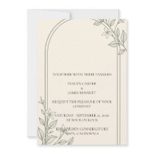 Minimal Olive Botanical Arch Wedding Invitation