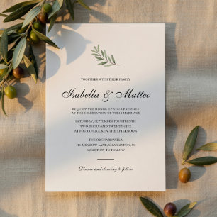 Minimal Olive Branch   Elegant  Invitation