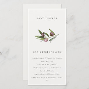 Minimal Olive Branch Foliage Baby Shower Invite