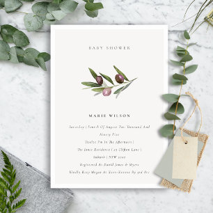 Minimal Olive Branch Foliage Baby Shower Invite