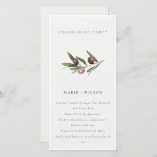 Minimal Olive Branch Foliage Engagement Invite