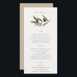 Minimal Olive Branch Foliage Wedding Menu Card<br><div class="desc">For any further customisation or any other matching items,  please feel free to contact me at yellowfebstudio@gmail.com</div>