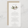 Minimal Olive Branch Foliage Wedding Menu Card