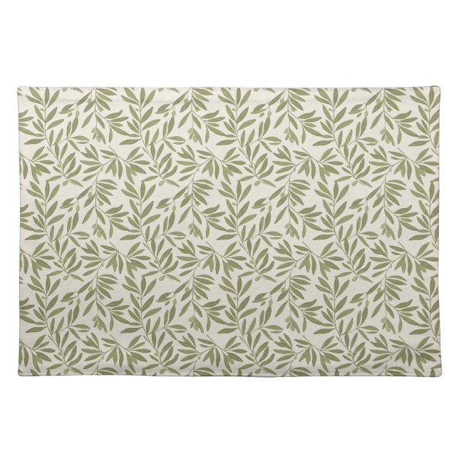 Minimal Olive Branch Pattern Cloth Placemat (Front)