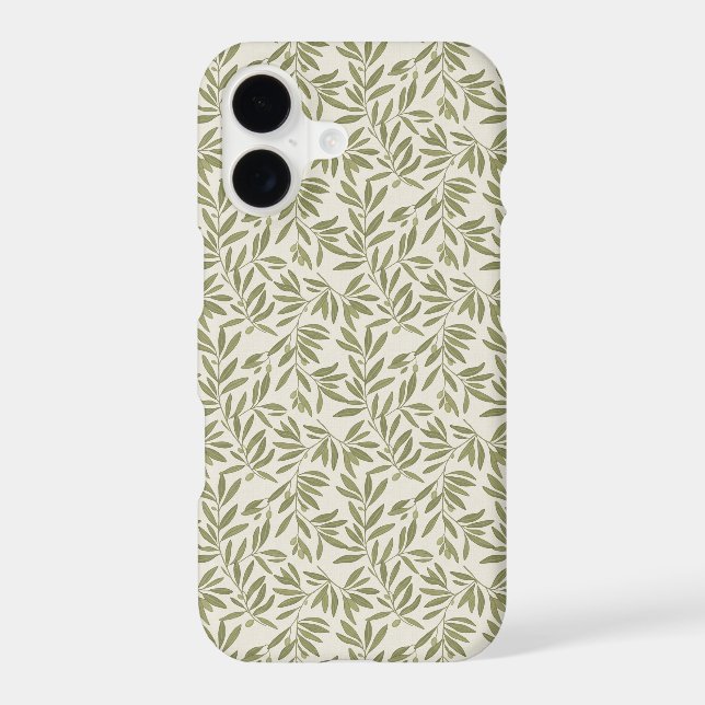 Minimal Olive Branch Pattern iPhone Case (Back)