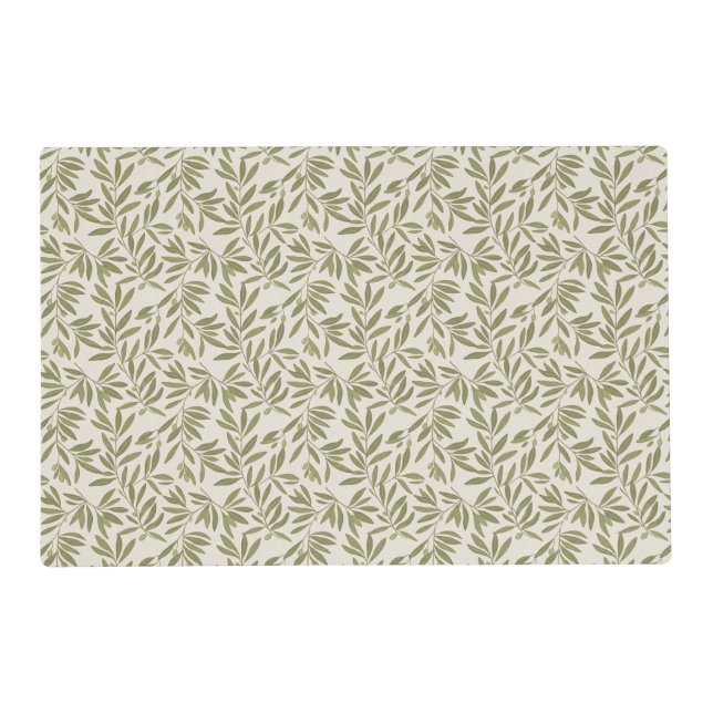 Minimal Olive Branch Pattern Placemat (Front)