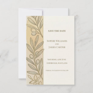 Minimal Olive Branch Save The Date Card