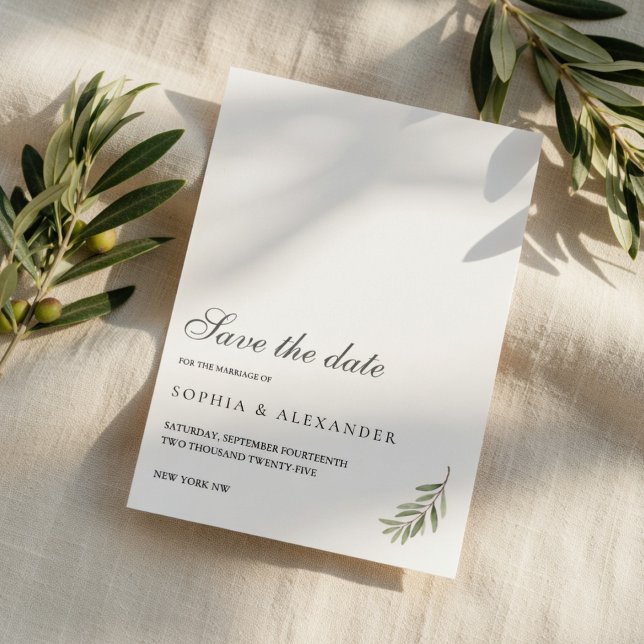 Minimal Olive Branch Save the Date  Invitation (Creator Uploaded)