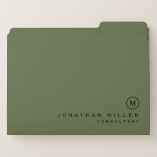 Minimal Olive Classic Monogram File Folder
