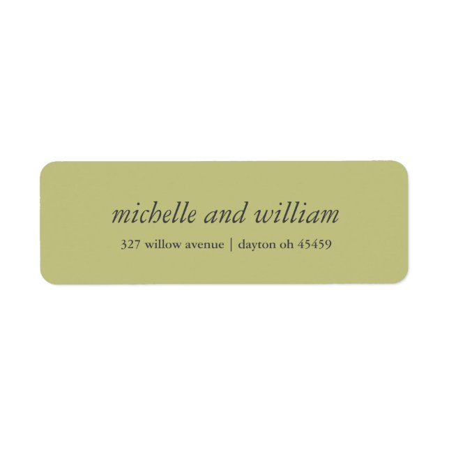 Minimal Olive green and gray  wedding personalized Label (Front)