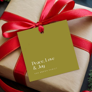 Minimal Olive Green Christmas Holiday Family Name Favor Tags