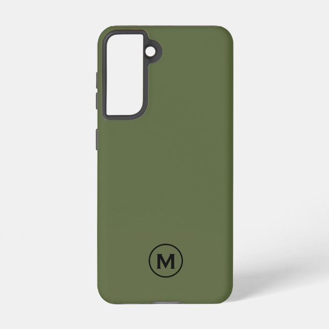 Minimal Olive Green Classic Monogram Samsung Galaxy Case (Back)