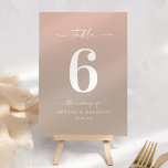 Minimal Ombre Sand Beige & Blush Pink Wedding Table Number<br><div class="desc">Simple Minimal Ombre Sand Beige & Blush Pink Wedding Dinner Table Numbers. This modern chic Table Card is simple classic and elegant with a subtle ombre gradient fade and a pretty signature script calligraphy font with tails. Shown in the Chic Ombre Sand Beige & Blush Pink Colorway. Available in several...</div>